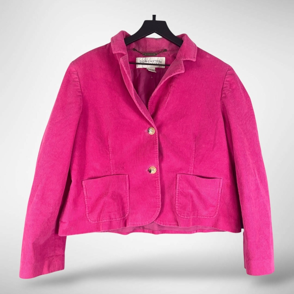 Doncaster Pink Corduroy Blazer Jacket Women's‎ Tailored Career Coat - Picture 2 of 7